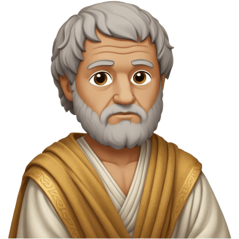 Cinematic Realistic portrait of Aristotle the philosopher, depicted as a wise, contemplative figure in detailed ancient Greek attire, with a textured draped robe and thoughtful expression, bathed in soft classical lighting that highlights his timeless intellect. emoji