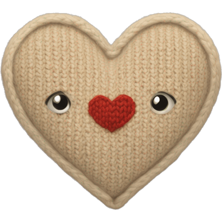 Knitted beige heart with a D emoji