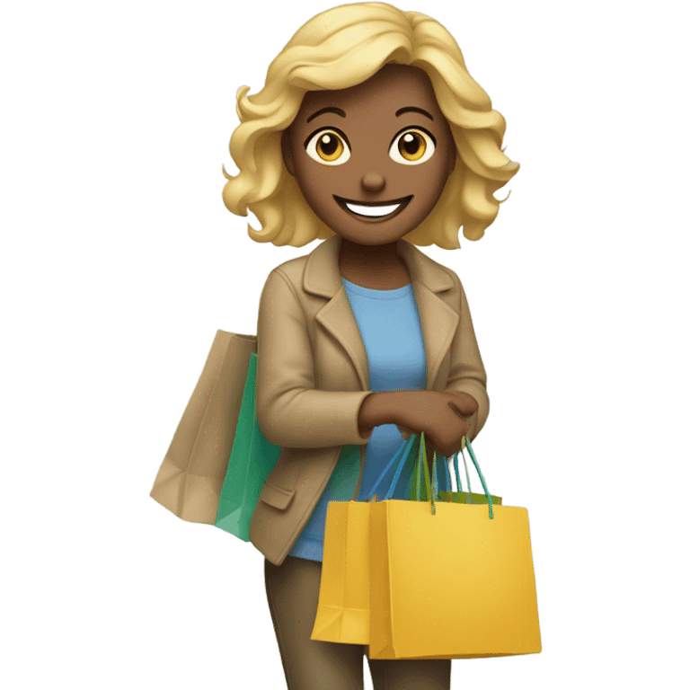 Happy woman on shopping  emoji