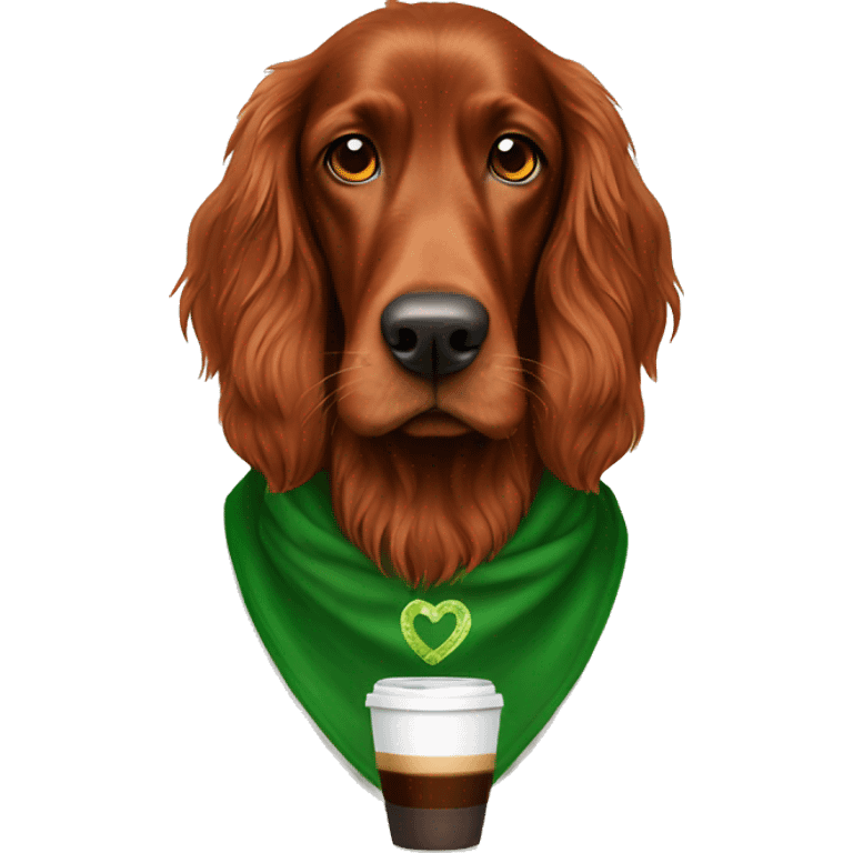 Irish setter with coffee emoji