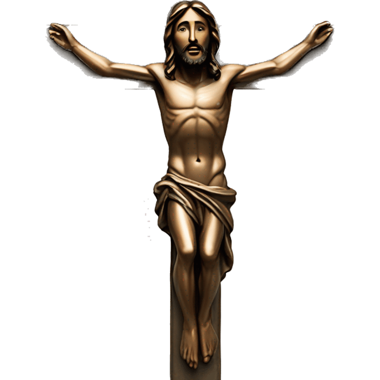 bronze, jesus on crucifix, reaching up emoji