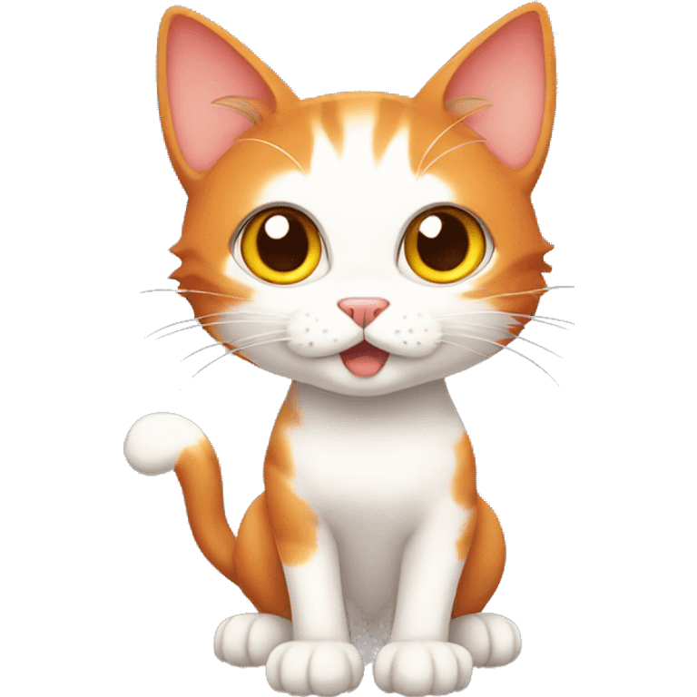 Red-haired cartoon cat in anime style with big eyes emoji