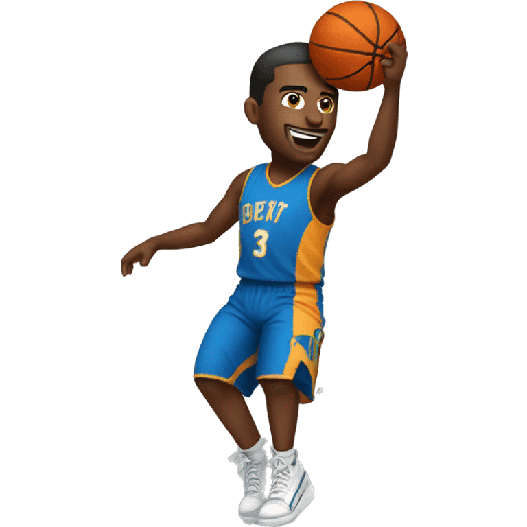 Basketball player with ball about to dunk emoji