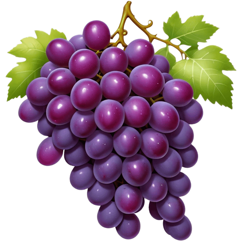 Cinematic glossy purple grapes, plump and dewy, gathered in a beautiful cluster, deep rich hues, ultra-detailed, fresh and juicy, soft glowing light. emoji