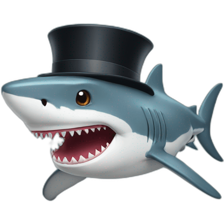 Shark with a top hat emoji