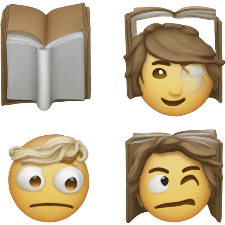 Create a book that is opened, but the back of the book is showing emoji