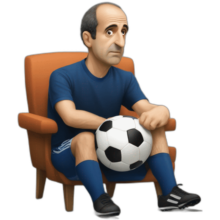 Armando Iannucci watching soccer emoji