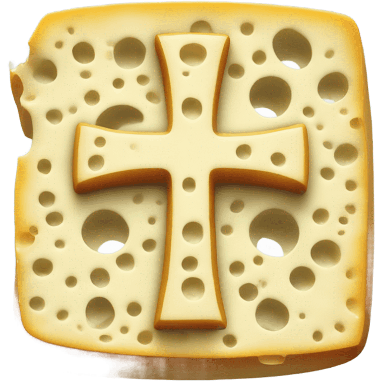 A cross made of cheese emoji