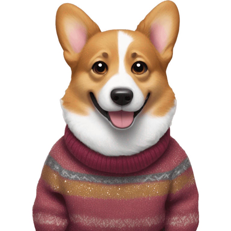 Corgi wear a new year sweater  emoji