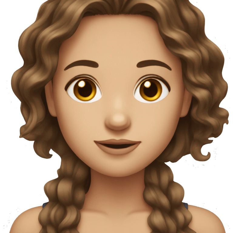 Brown hair brown eyes wavy hair girl emoji