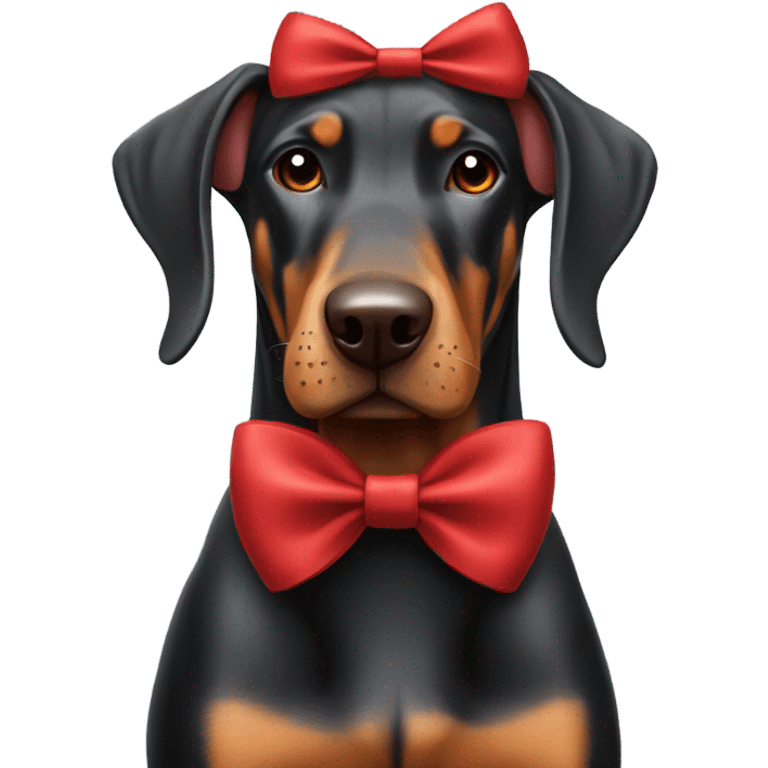 Doberman dog with red bow emoji