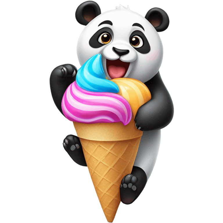 Panda eating ice cream emoji