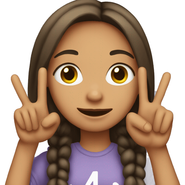 Girl holding up peace signs emoji