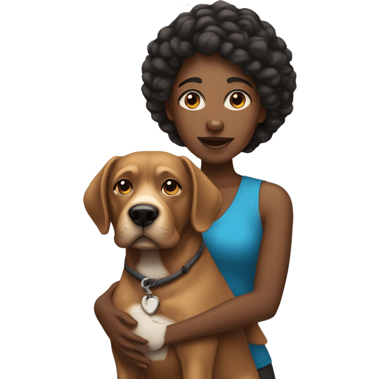 Black woman with a dog emoji