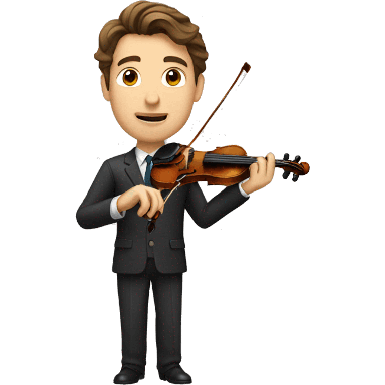 man with brown hair in a suit playing violin  emoji