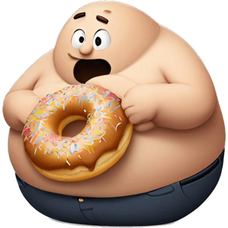 fat man balancing a donut on his stomach emoji