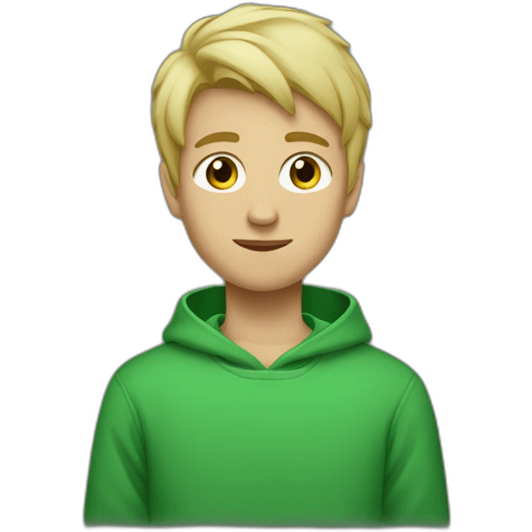 young man with short blonde hair in green sweatshirt emoji