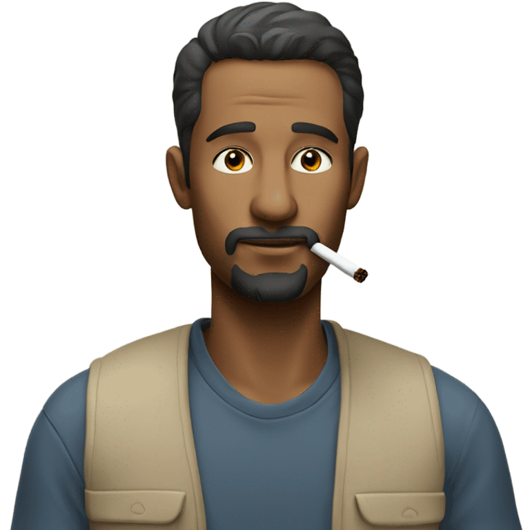 casual indoor portrait of man smoking emoji