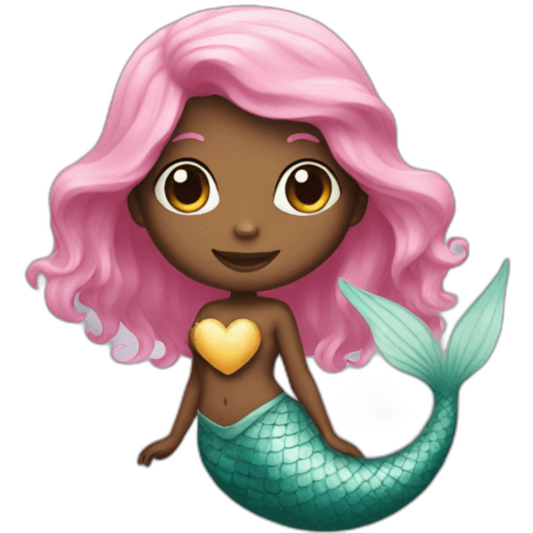 Mermaid with a heart and a cat emoji