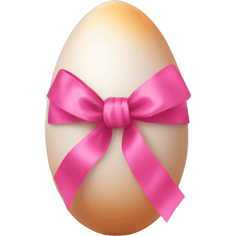 Egg with pink ribbon on top emoji