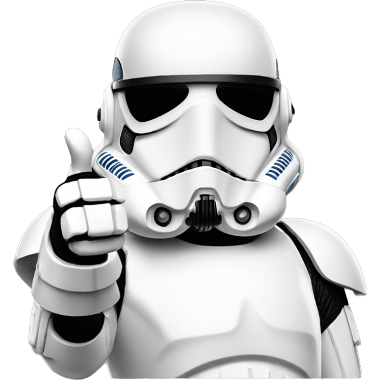 storm trooper in sunglasses giving a thumbs-up, with a relaxed pose and a simple background. emoji