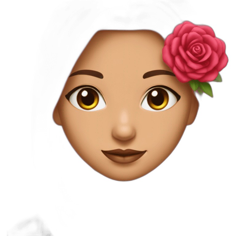 Chica morena con pelo más largo de un lado con mechas rosas emoji