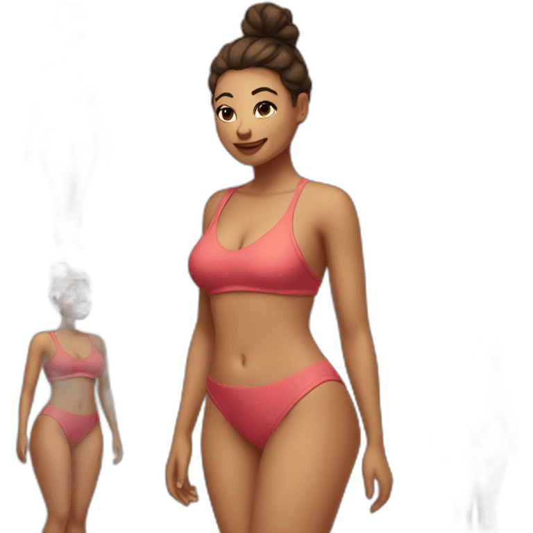 Slim-Thicc caucasian woman swimsuit posing emoji