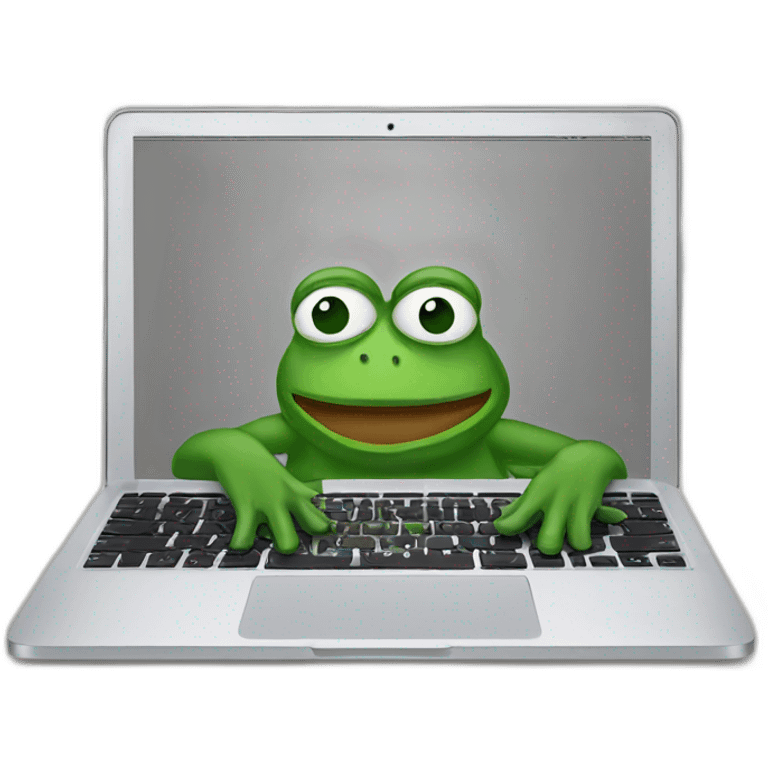 pepe the frog with a macbook emoji