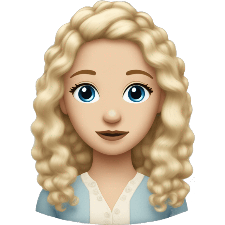 danish girl, blonde medium long hair, blue eyes, sharp button nose , long lashes, freckals, sharp face, fluffy hair emoji