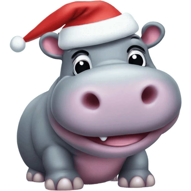 Cute christmas hippo emoji