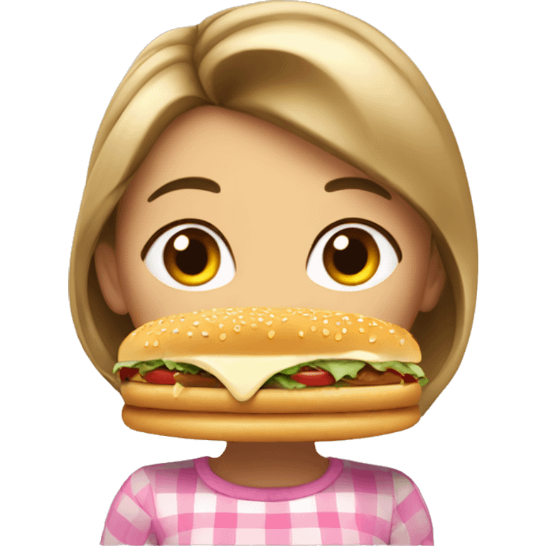 Beautiful girl eating burge emoji