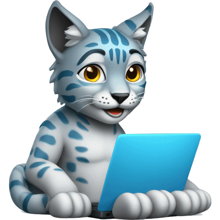 A blue lynx with a laptop emoji