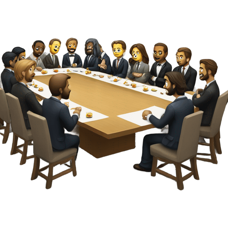 the last supper wearing suits in a modern office emoji