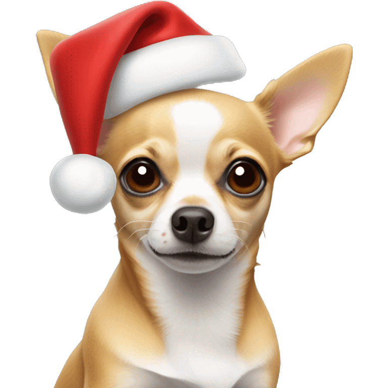 Chihuahua wearing santa hat emoji