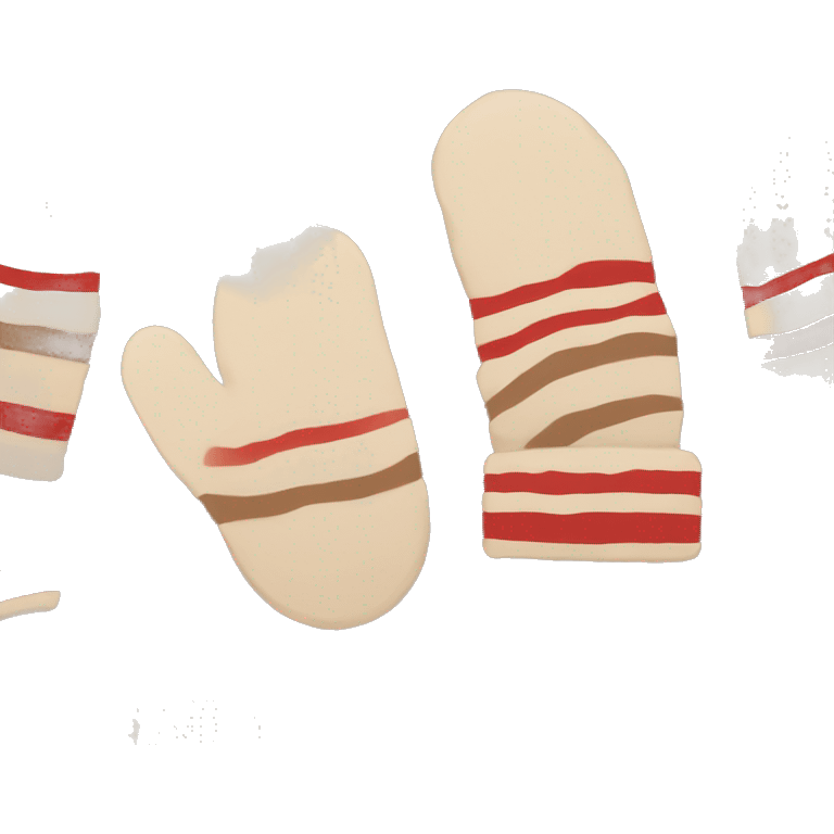 Beige and Red striped mittens  emoji