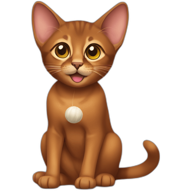 Abyssinian cat play with a small fur ball emoji