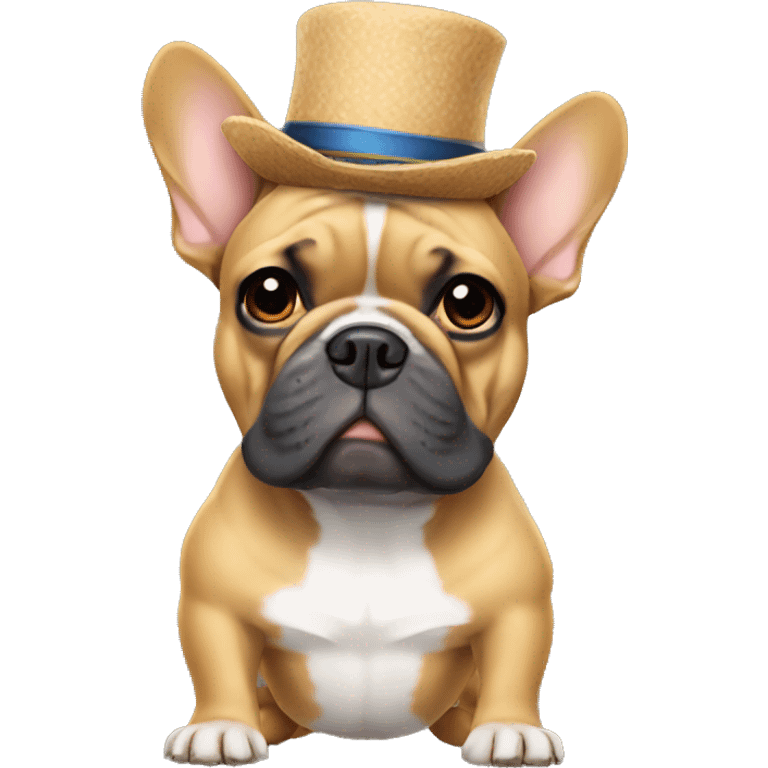 French bulldog wearing a hat emoji