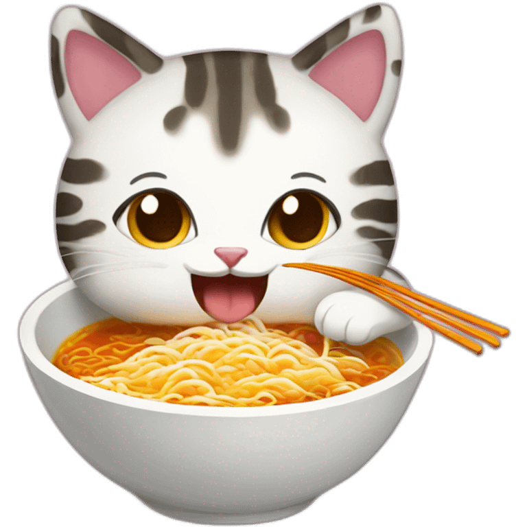 Gatito comiendo ramen emoji