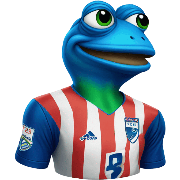 blue pepe frog in soccer jersey emoji