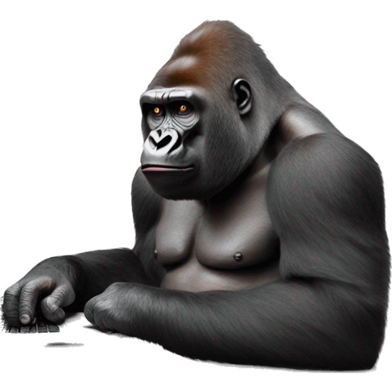 Gorilla typing a thesis emoji