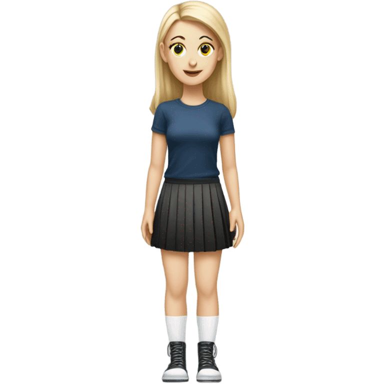 white girl in short pleated skirt and tall socks emoji