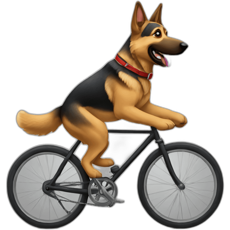 German shepherd riding a bike emoji