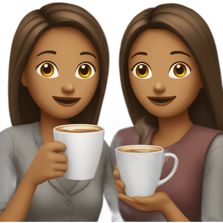 Two girls having coffee emoji