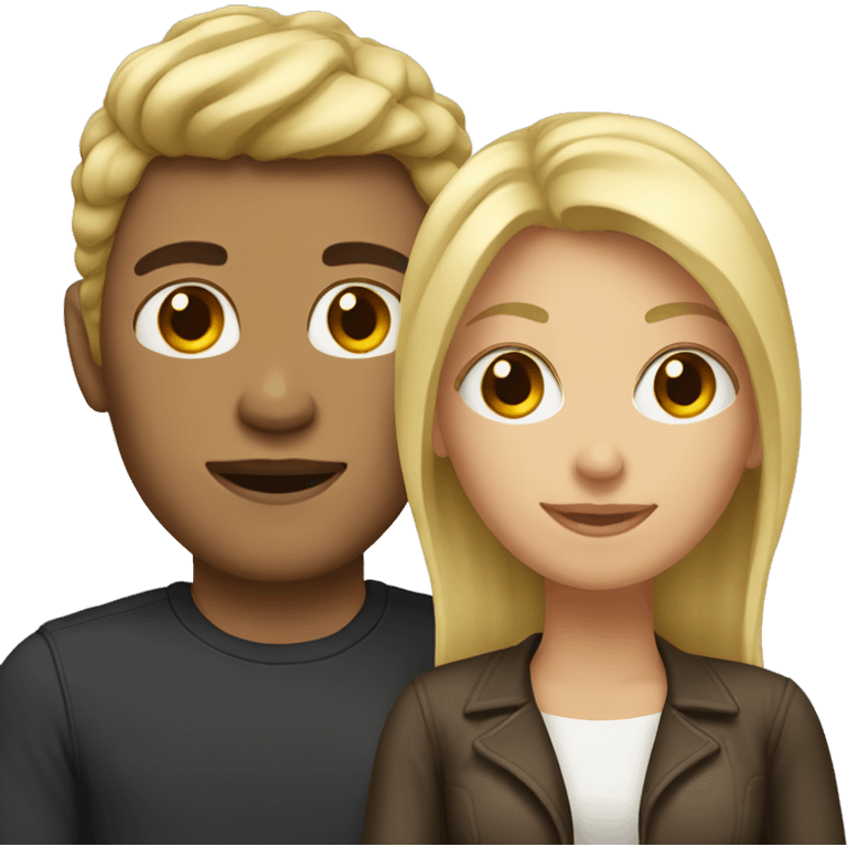 Blonde woman with boyfriend dark hair  emoji