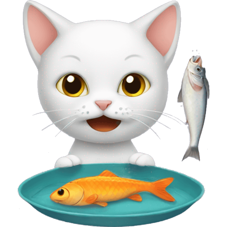 Cat Eating Fish emoji