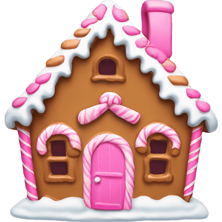 Gingerbread house with a pink bow  emoji