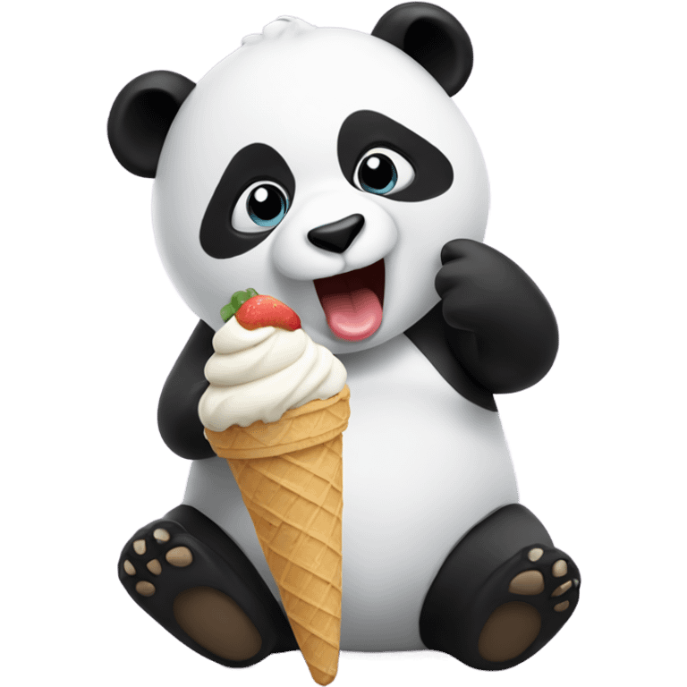 Panda eating ice cream emoji