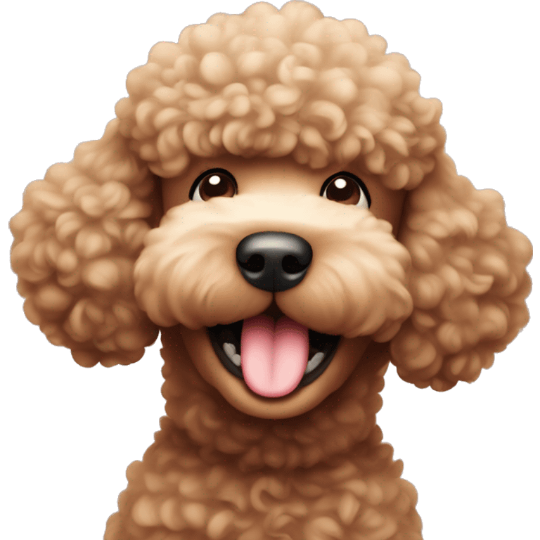 Chubby brown poodle winking emoji