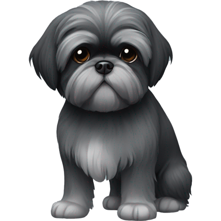 Small all dark grey shih tzu emoji