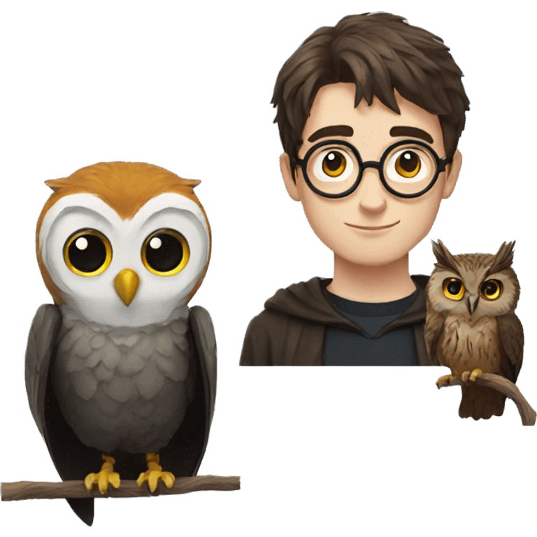 Harry Potter with an owl emoji